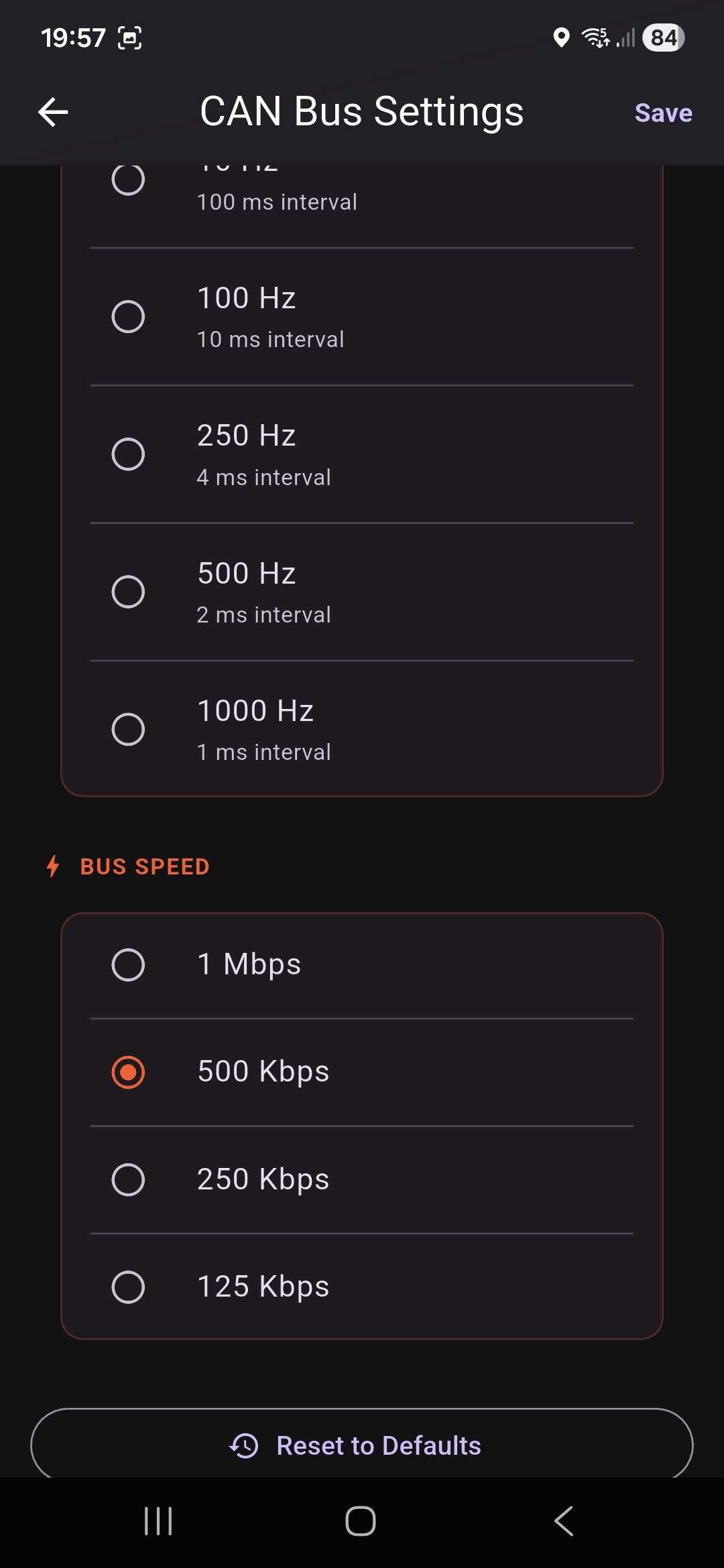 Flextron CAN seçenekleri.